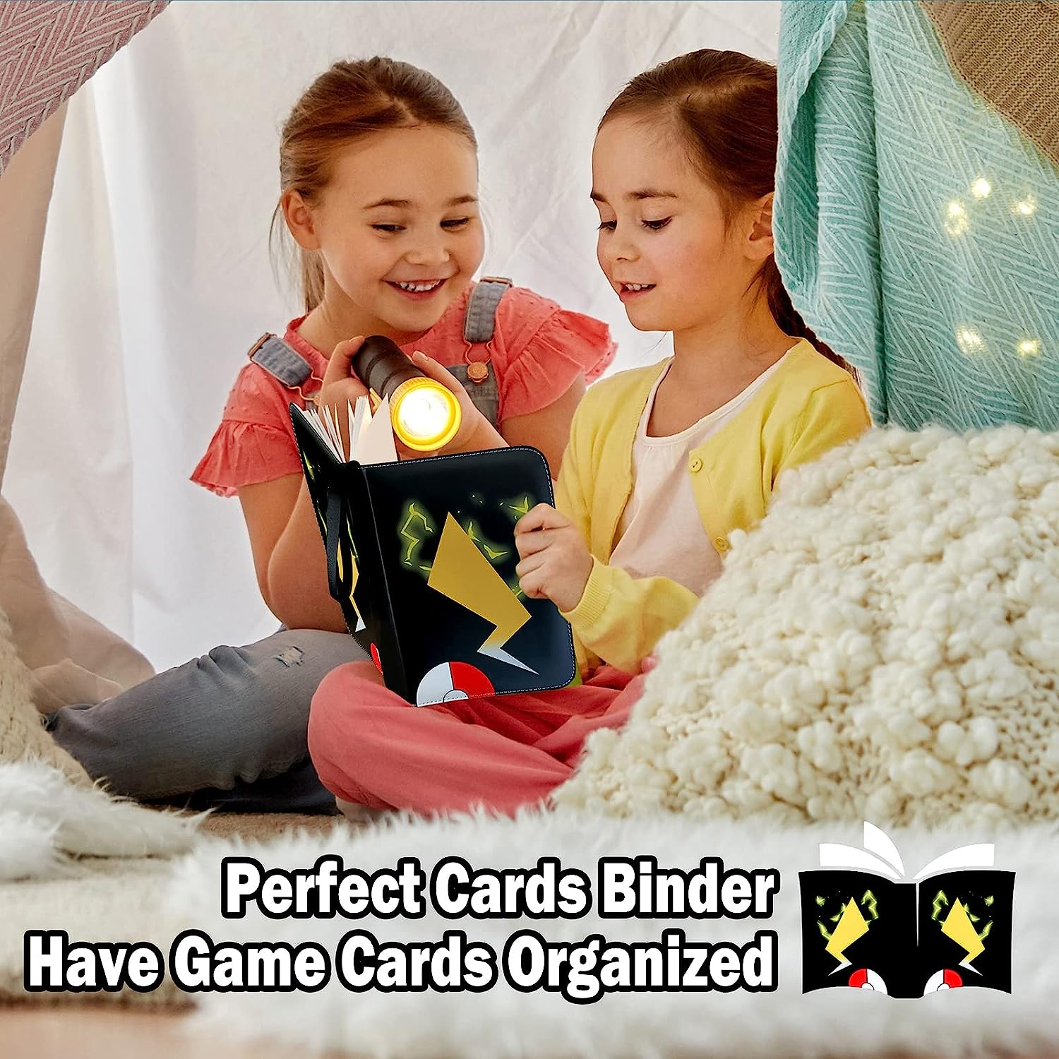 Black Card Binders for Pokemon Cards 4 Pocket - Hold 504 Game Cards with 63 Sleeves, Trading Card Collection Zipper Binder Holder for Kids Gifts - Image 7